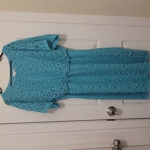 Womens turquoise lace top dress